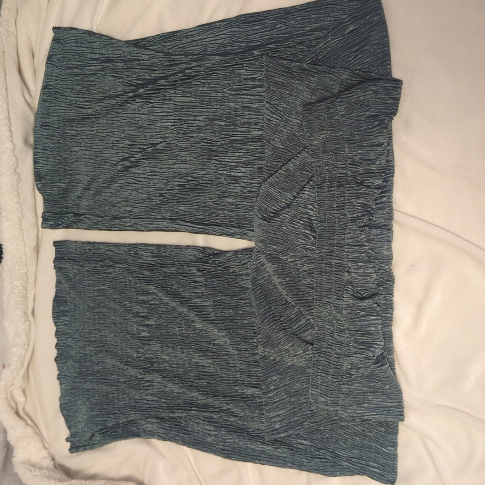 Bailey 44 Teal Crinkle Wide Leg Pants High Waist Pull-On Shimmery - Picture 2 of 9